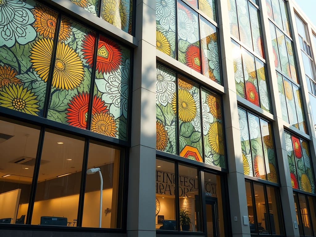 Custom glass film in a commercial space