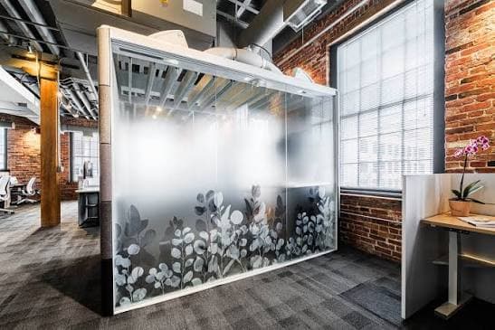 Decorative film on a meeting room glass wall